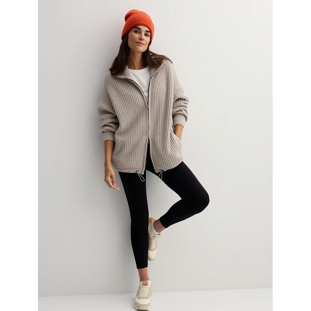 FLX Womens Sage Green Chunky Rib Knit Full Zip Cardigan Sweater WX43S127RS S